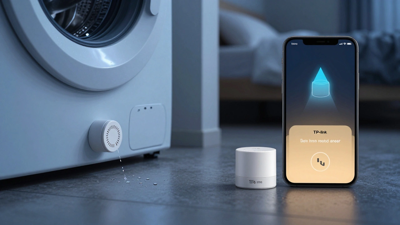 Čidlo vody pod pračkou detekuje první kapky vody a odesílá notifikaci.