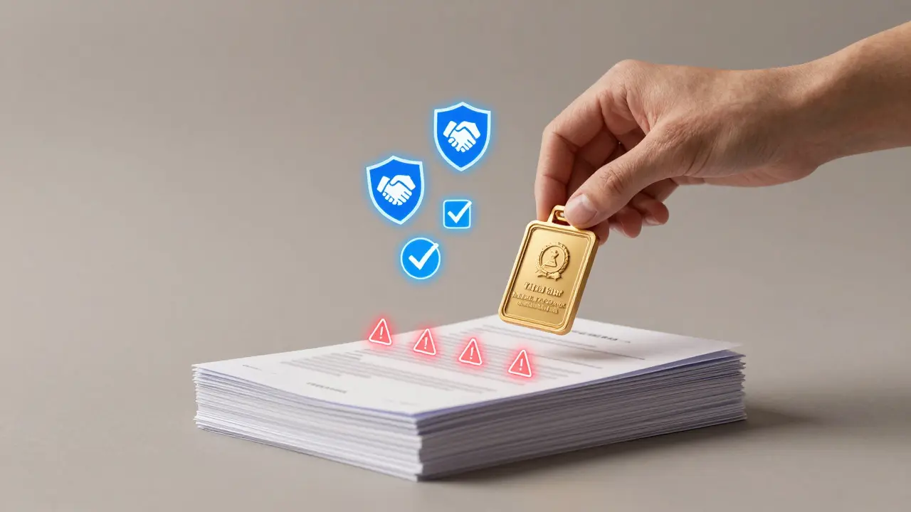 Zlatá certifikace se objevuje nad dokumenty a CRM systémem jako symbol profesionality.