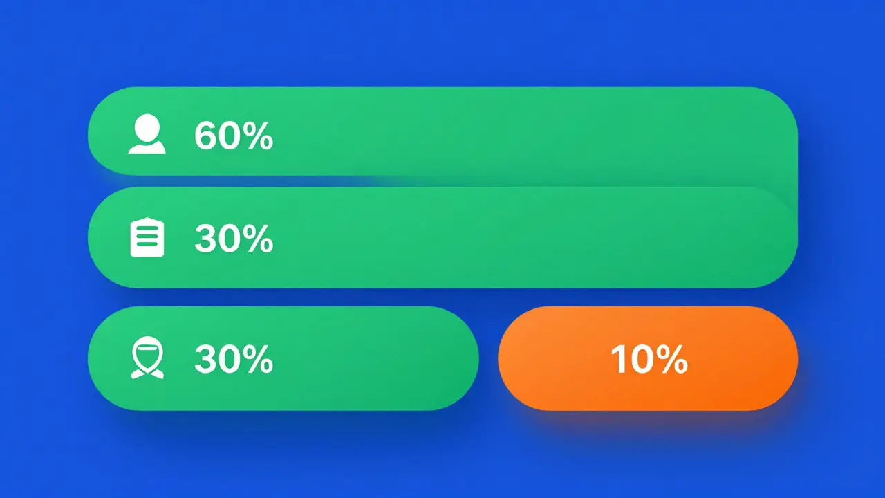 Czech banking app interface with blue background, green buttons, and orange call-to-action button in harmonious triadic design.