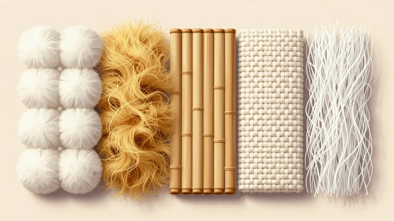 Křížový řez různých materiálů přikrývek