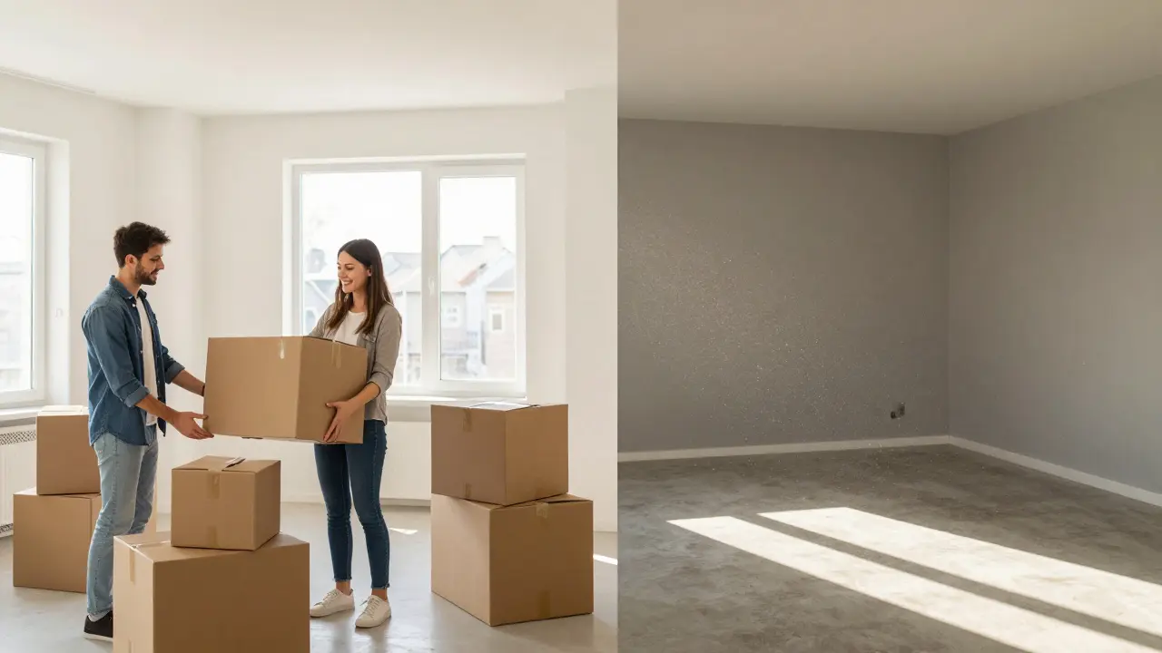 Comparison of occupied small apartment vs empty large unit