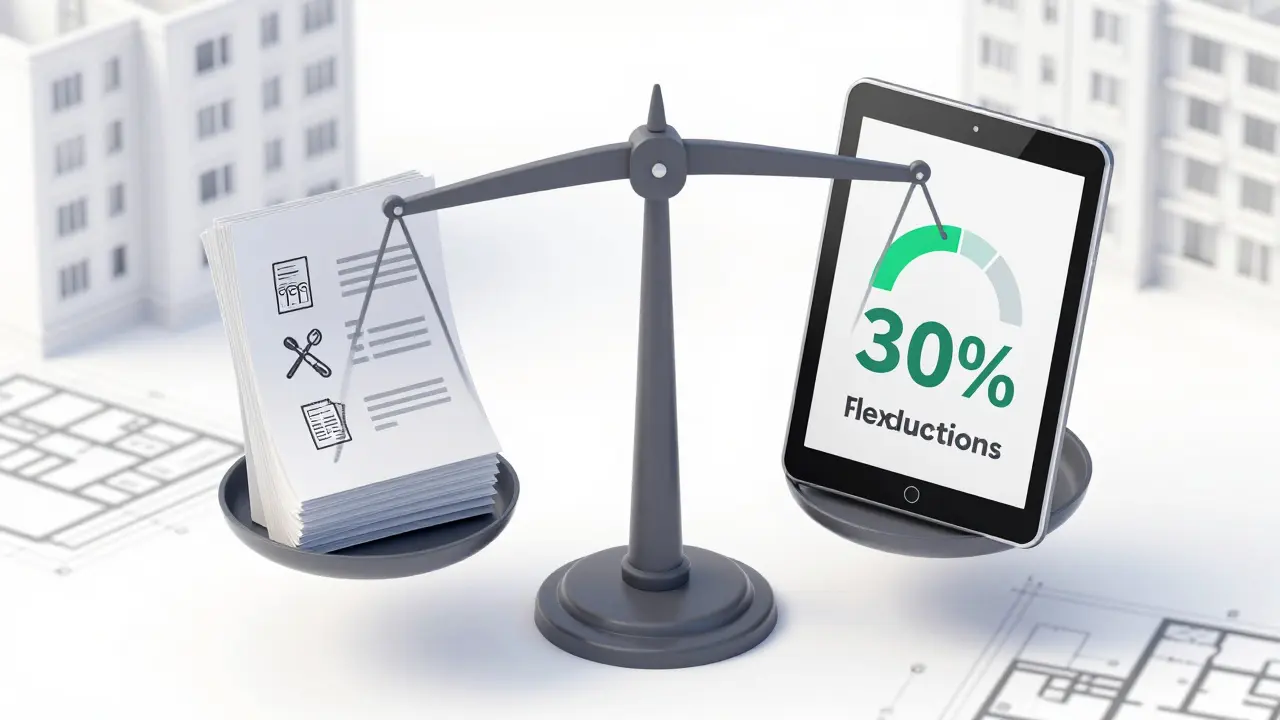 Váha s doklady o výdajích a kalkulačkou paušálu 30 %