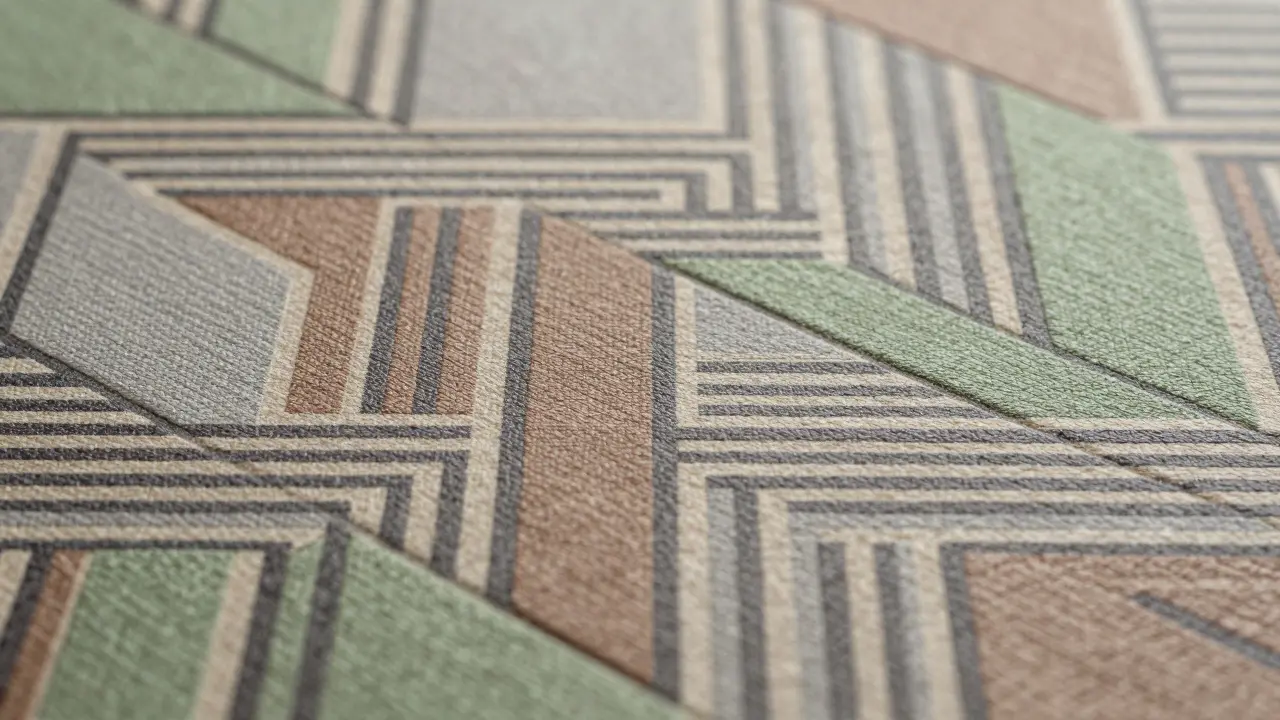 Detailní záběr na texturu netkané geometrické tapety