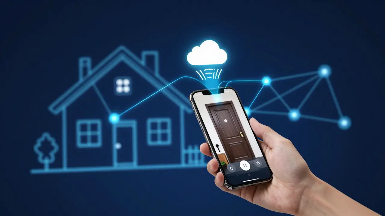 Koncept propojení chytrého interkomu s mobilní aplikací a cloudem