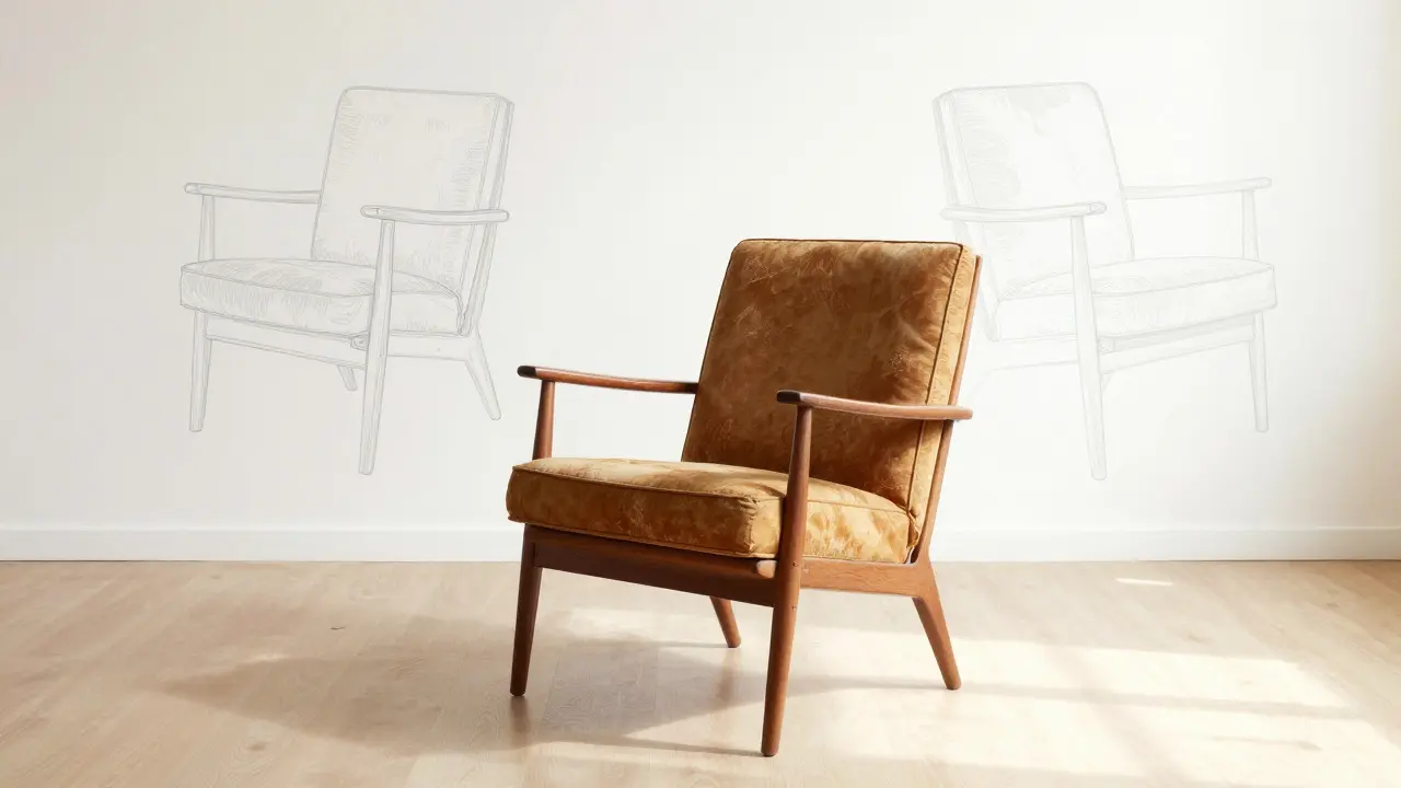 Restored retro armchair illustrating sustainable furniture use